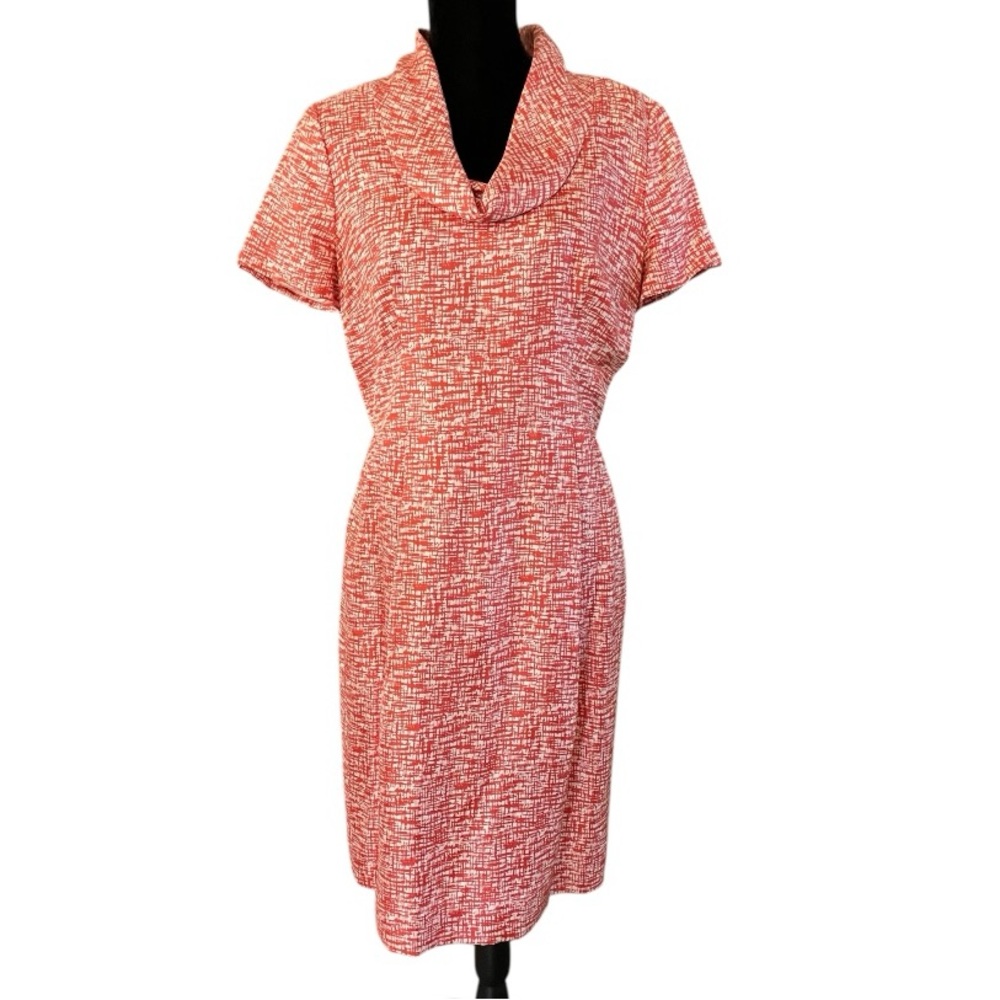 Banana Republic 100% Silk cowl neck Short Sleeve career dress womens 12 colorful